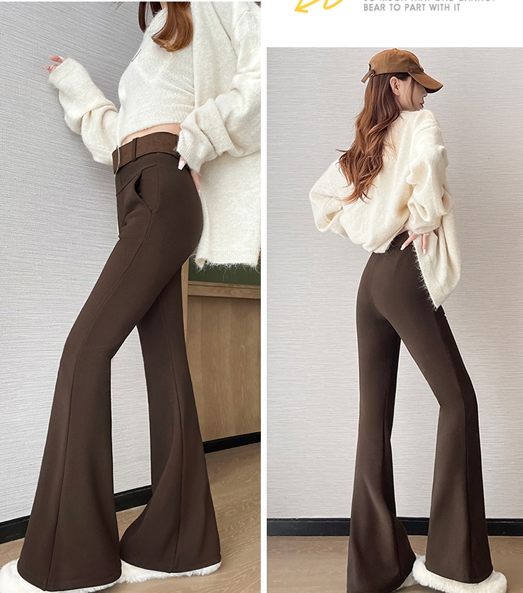 Thermal retro pants elasticity plus velvet belt