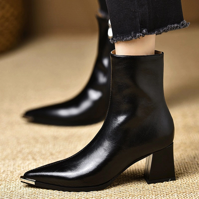 Autumn and winter all-match short boots pointed boots