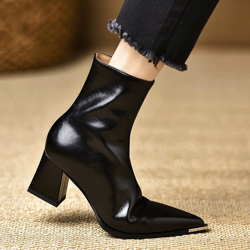 Autumn and winter all-match short boots pointed boots