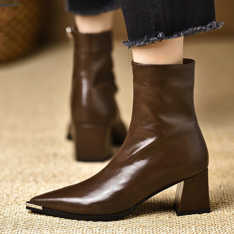 Autumn and winter all-match short boots pointed boots