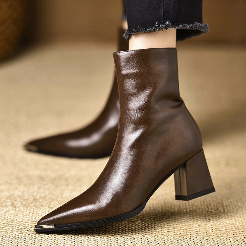 Autumn and winter all-match short boots pointed boots