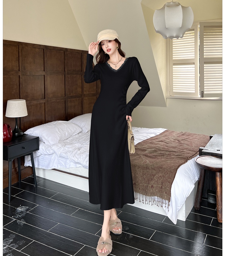 France style long sleeve tender dress for women