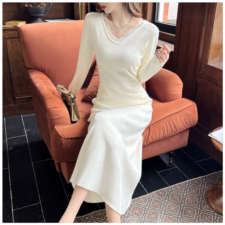 France style long sleeve tender dress for women