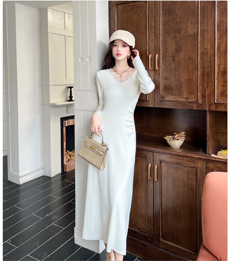 France style long sleeve tender dress for women