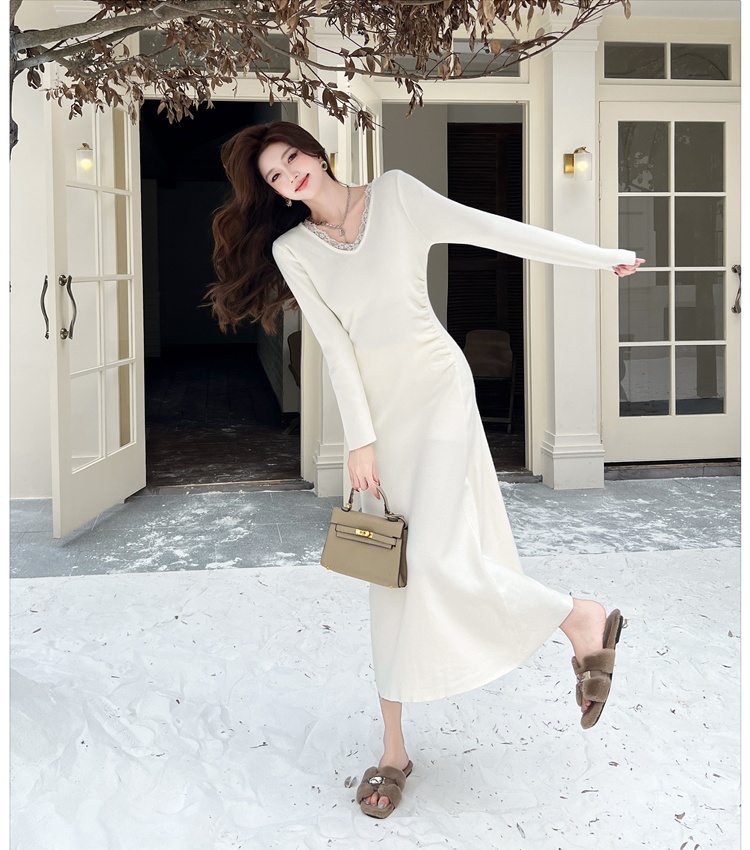 France style long sleeve tender dress for women