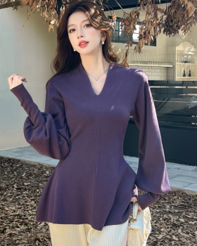 Temperament tender sweater purple tops for women