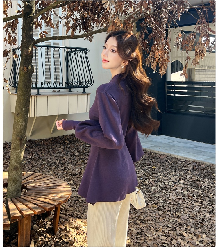 Temperament tender sweater purple tops for women