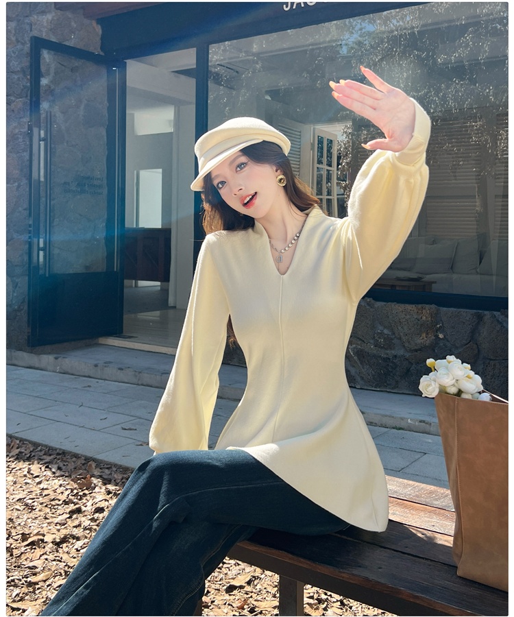 Temperament tender sweater purple tops for women