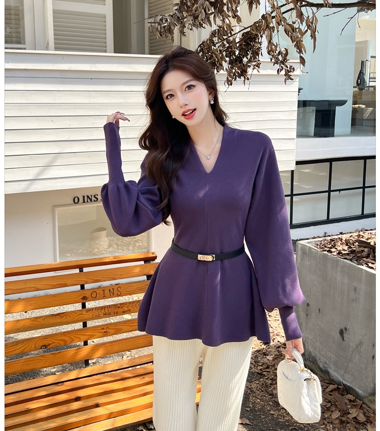 Temperament tender sweater purple tops for women