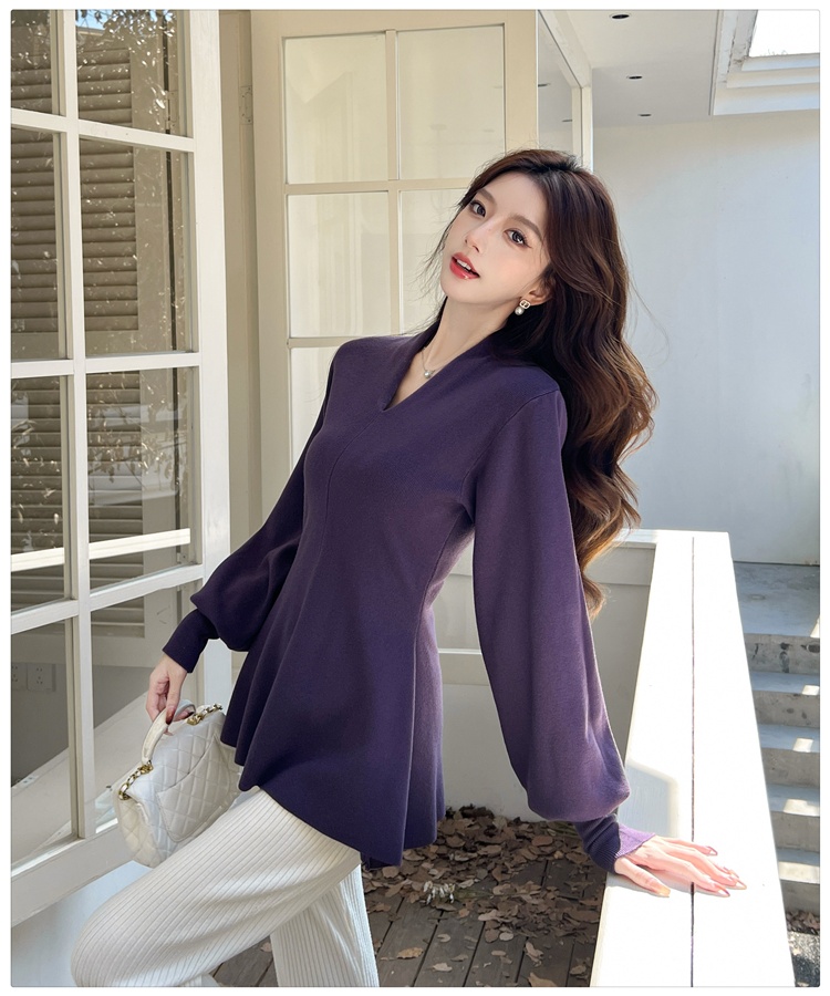 Temperament tender sweater purple tops for women