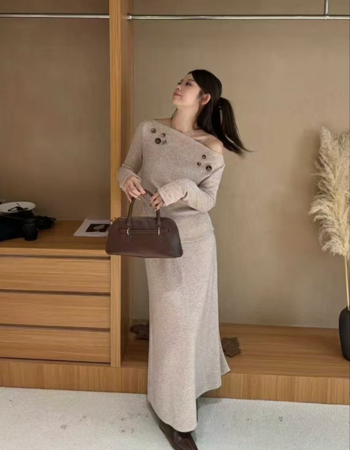 Temperament skirt high waist tops 2pcs set for women