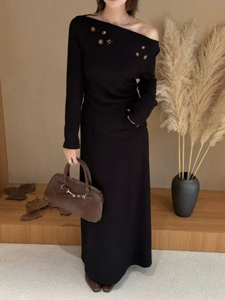 Temperament skirt high waist tops 2pcs set for women