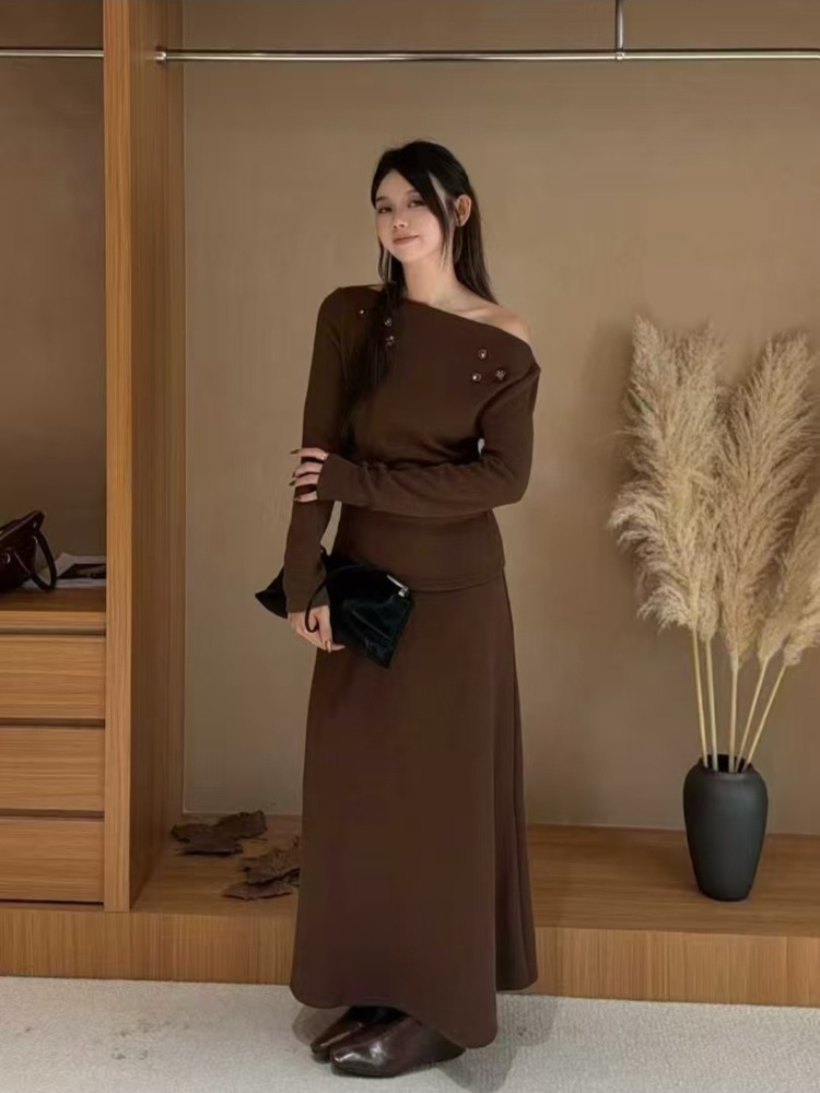 Temperament skirt high waist tops 2pcs set for women