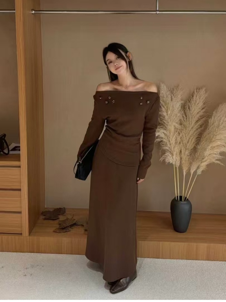 Temperament skirt high waist tops 2pcs set for women