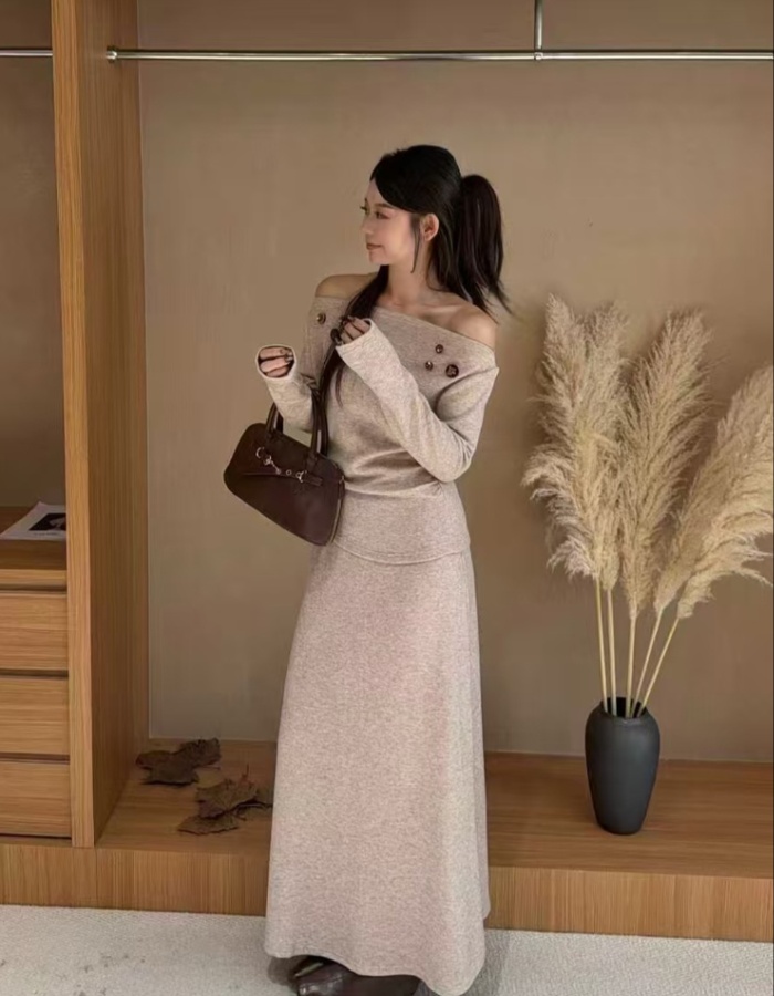 Temperament skirt high waist tops 2pcs set for women