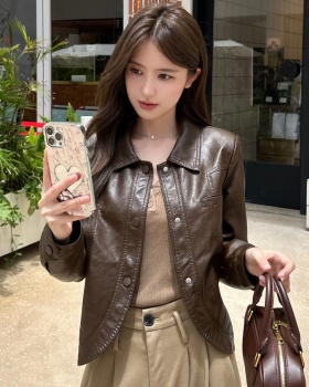 Spicegirl retro leather coat fashion jacket