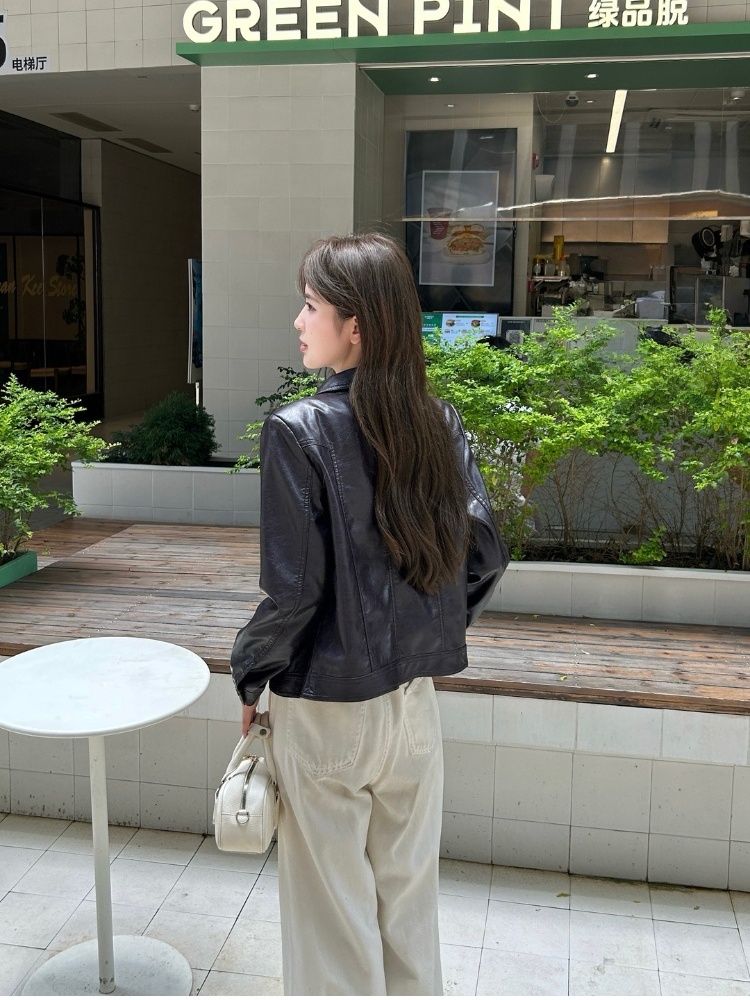 Spicegirl retro leather coat fashion jacket