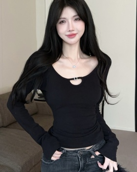 Enticement U-neck all-match T-shirt slim curve tops