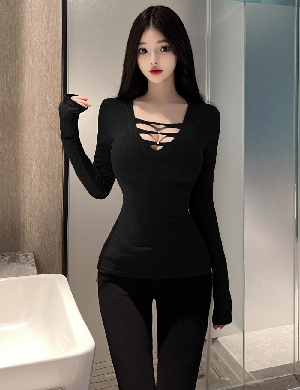 Slim bottoming T-shirt spicegirl tops for women