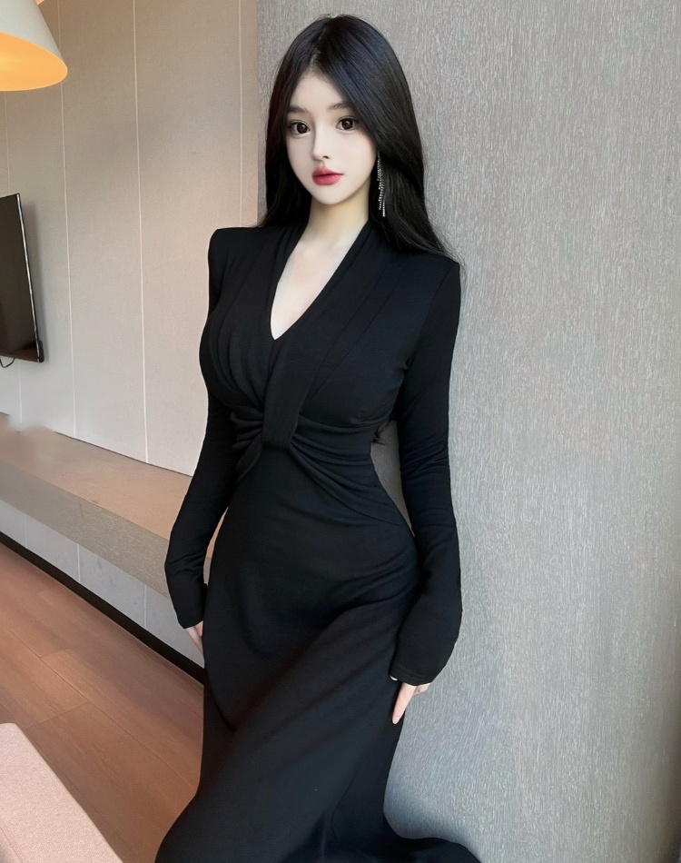 Sexy thick long dress long sleeve dress for women