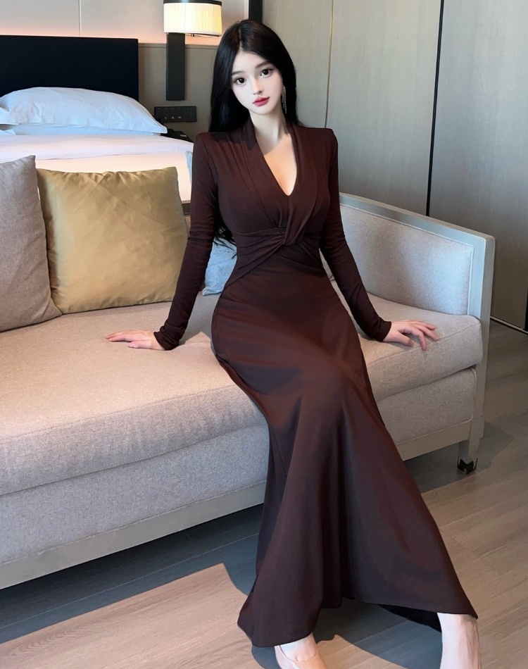 Sexy thick long dress long sleeve dress for women