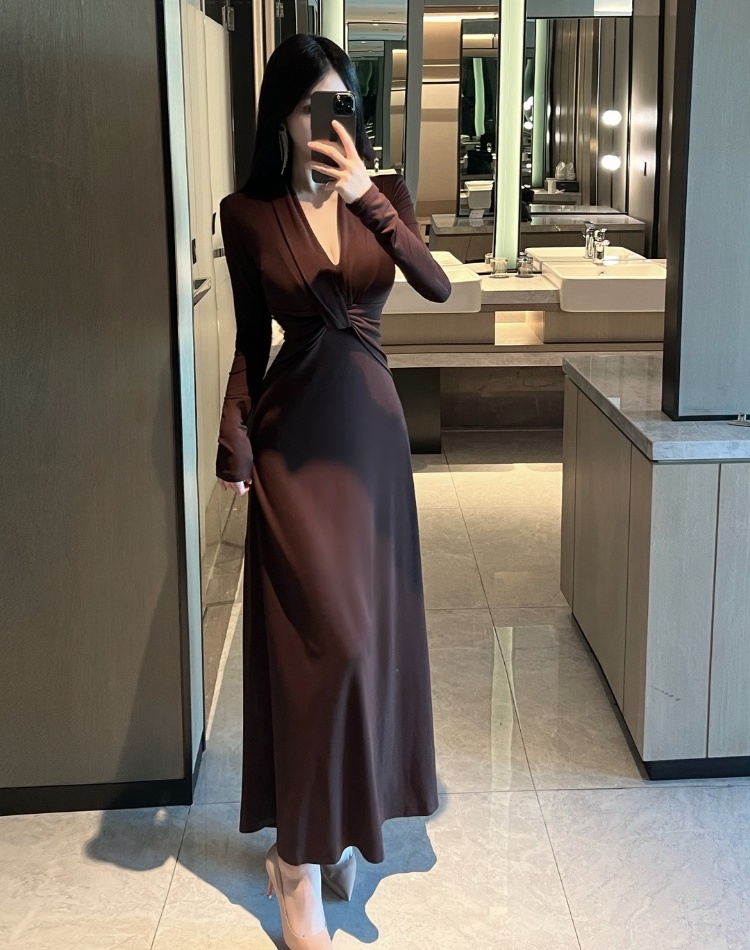 Sexy thick long dress long sleeve dress for women
