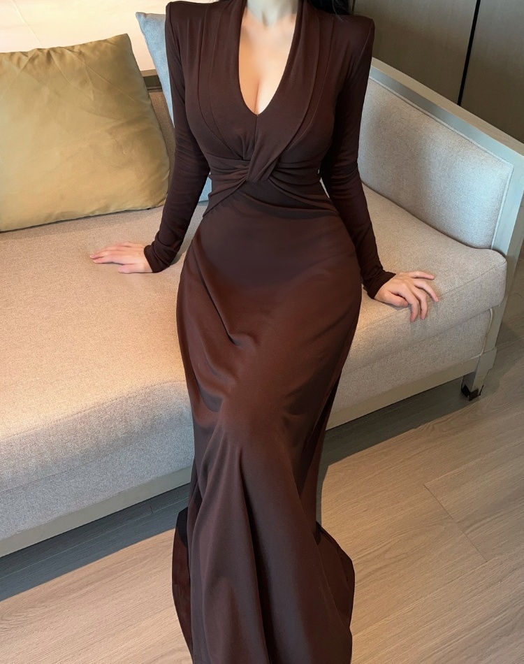 Sexy thick long dress long sleeve dress for women