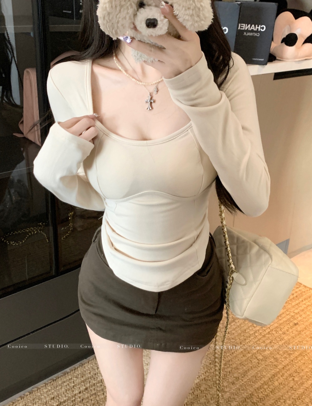 Bottoming tops with chest pad T-shirt for women