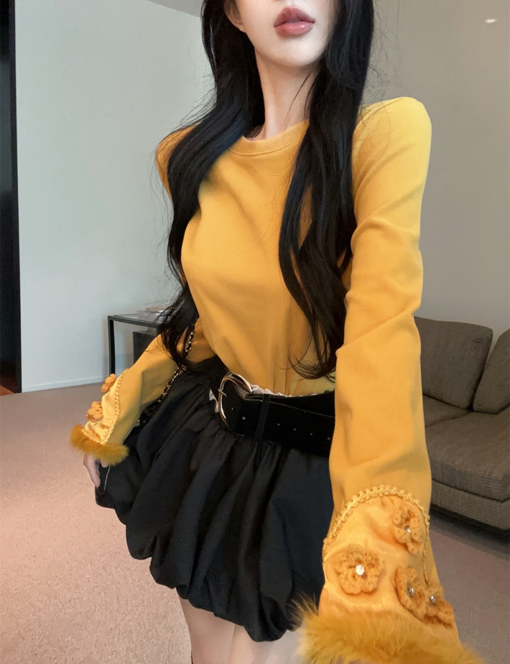 Winter embroidery tops Chinese style skirt a set for women