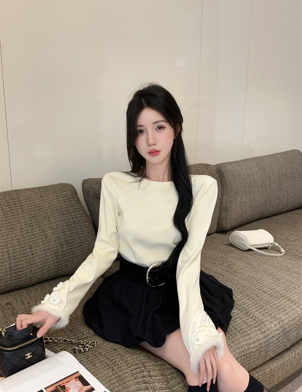 Winter embroidery tops Chinese style skirt a set for women