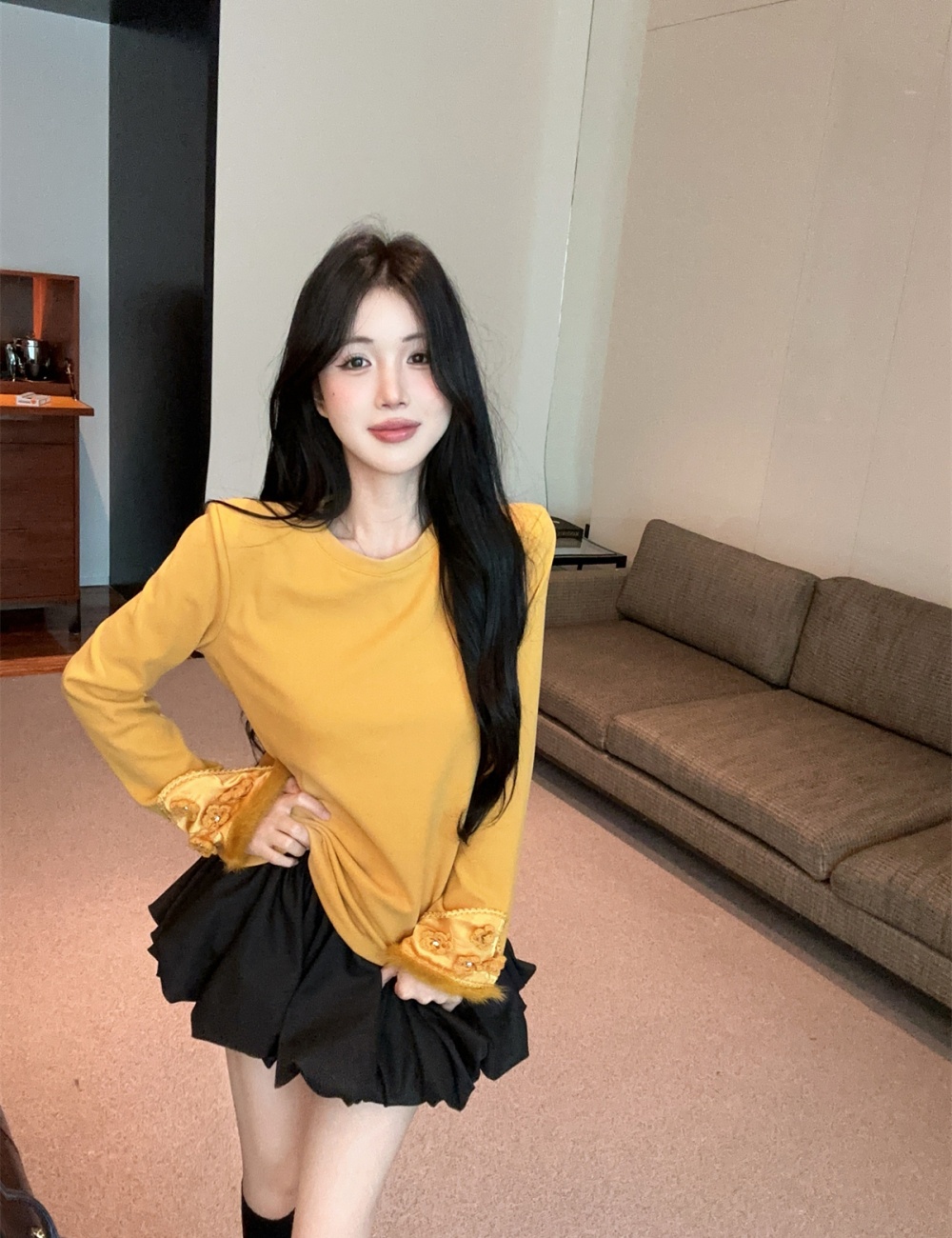 Winter embroidery tops Chinese style skirt a set for women