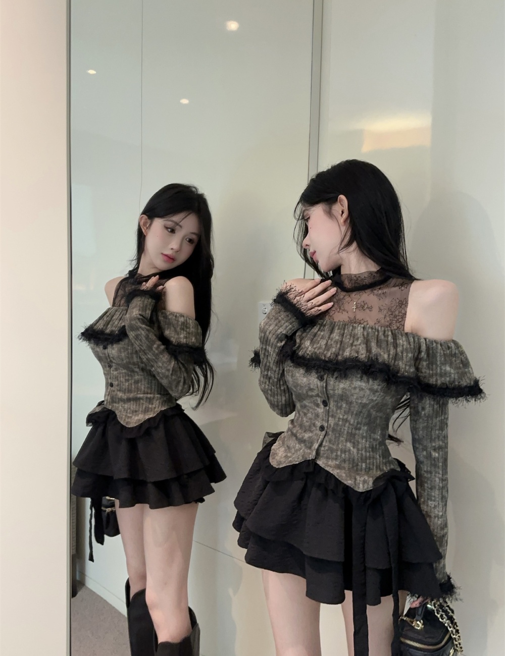 Tassels splice elmo enticement lace strapless tops