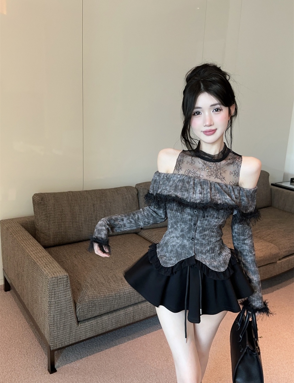 Tassels splice elmo enticement lace strapless tops