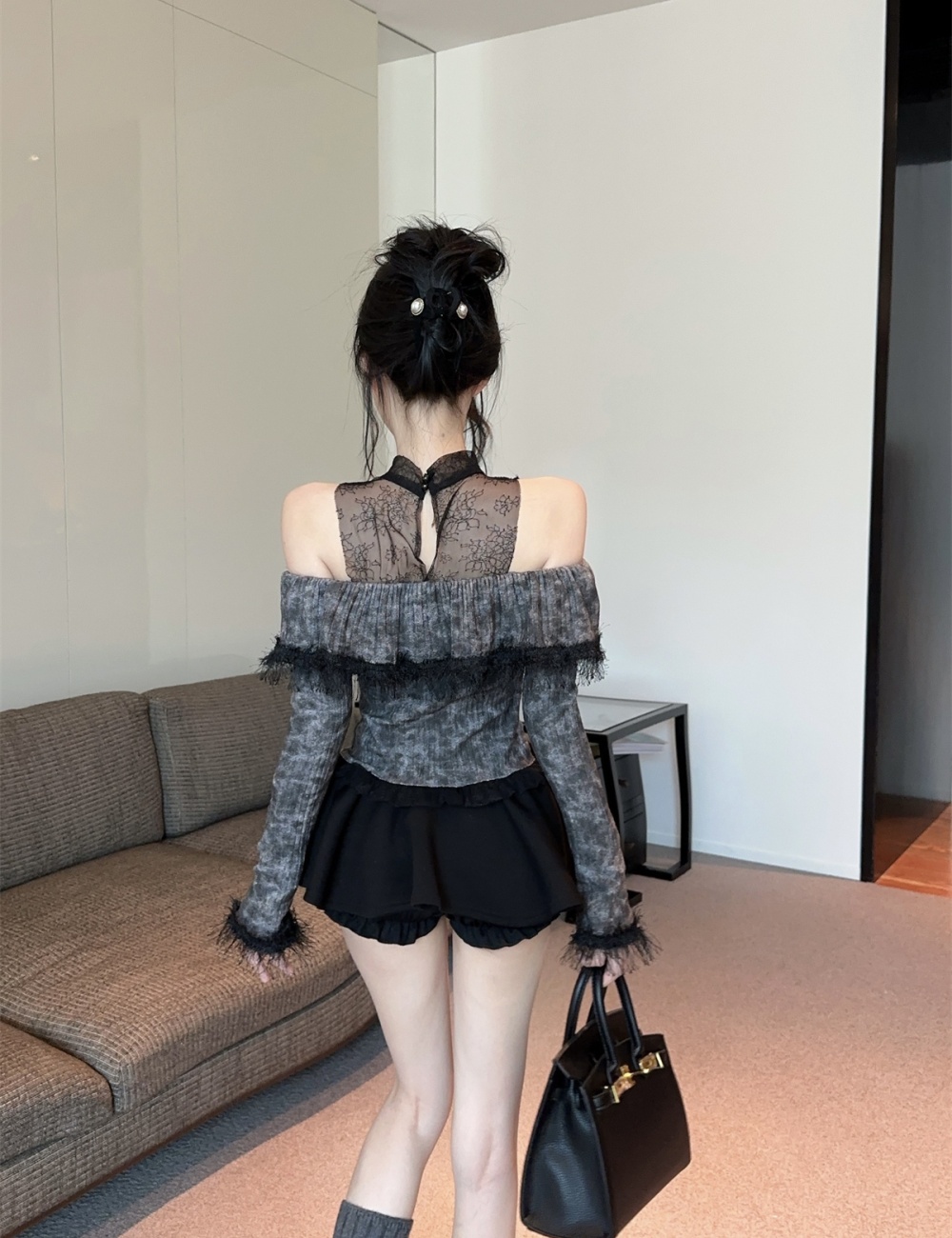 Tassels splice elmo enticement lace strapless tops