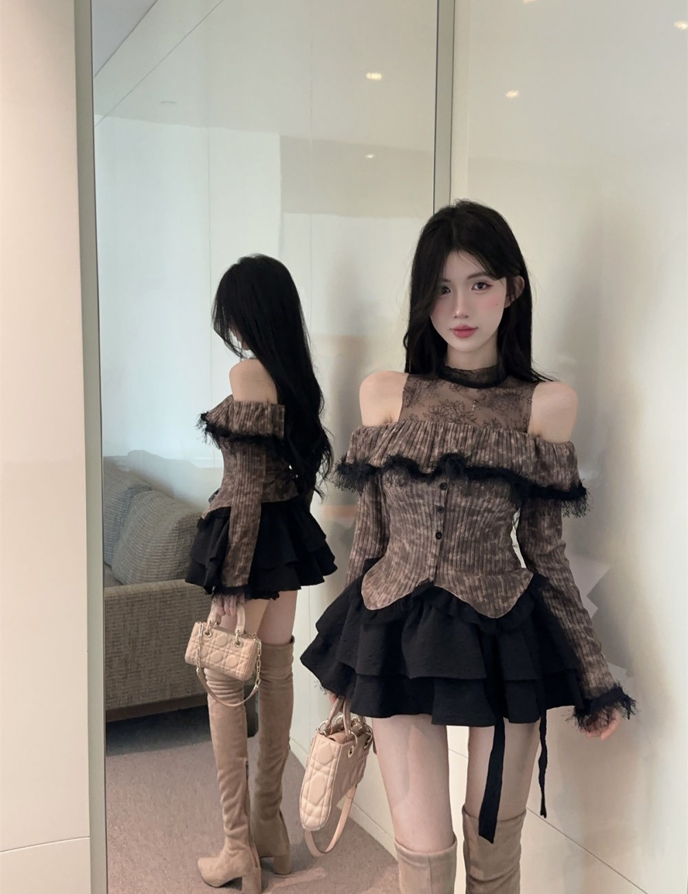 Tassels splice elmo enticement lace strapless tops