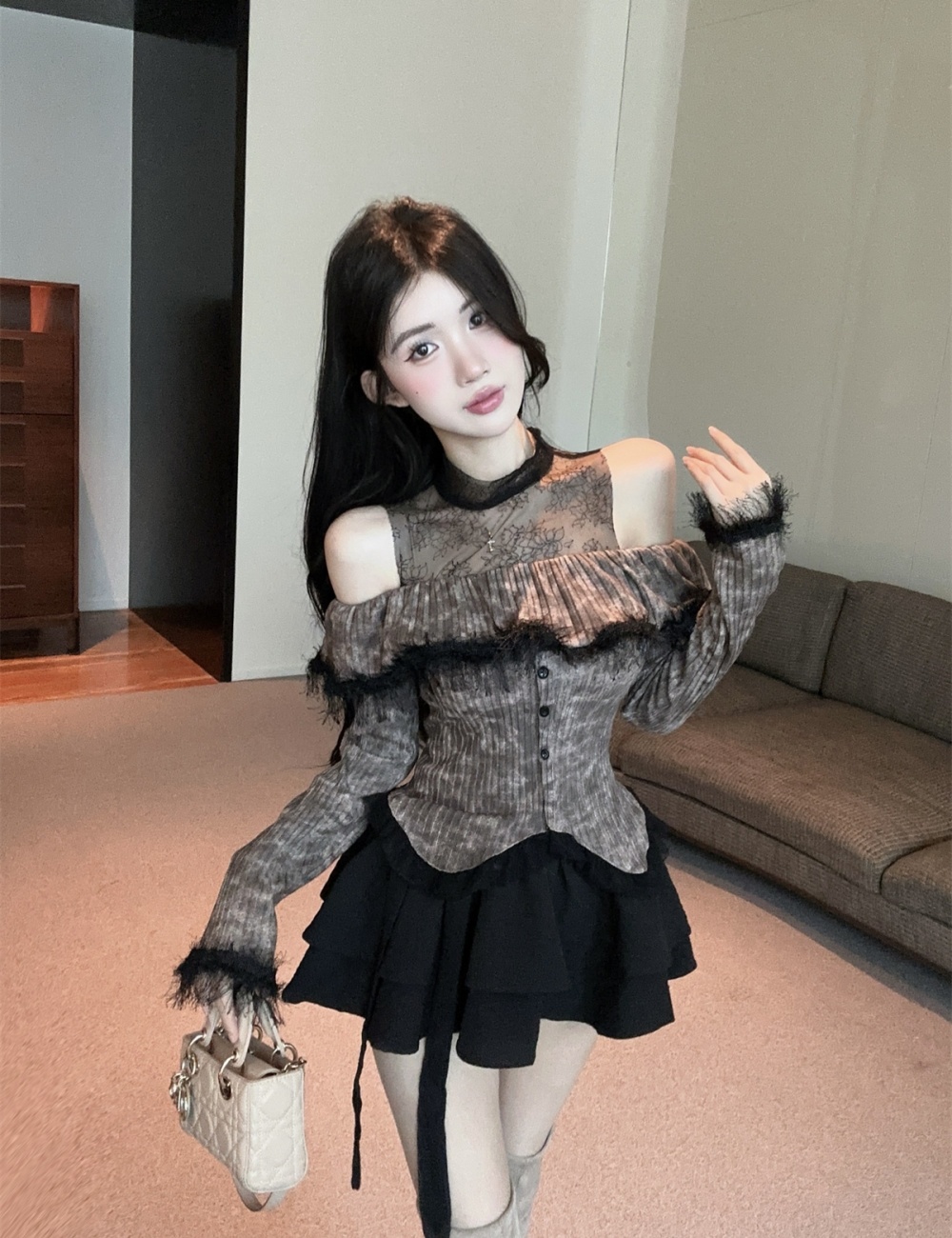 Tassels splice elmo enticement lace strapless tops