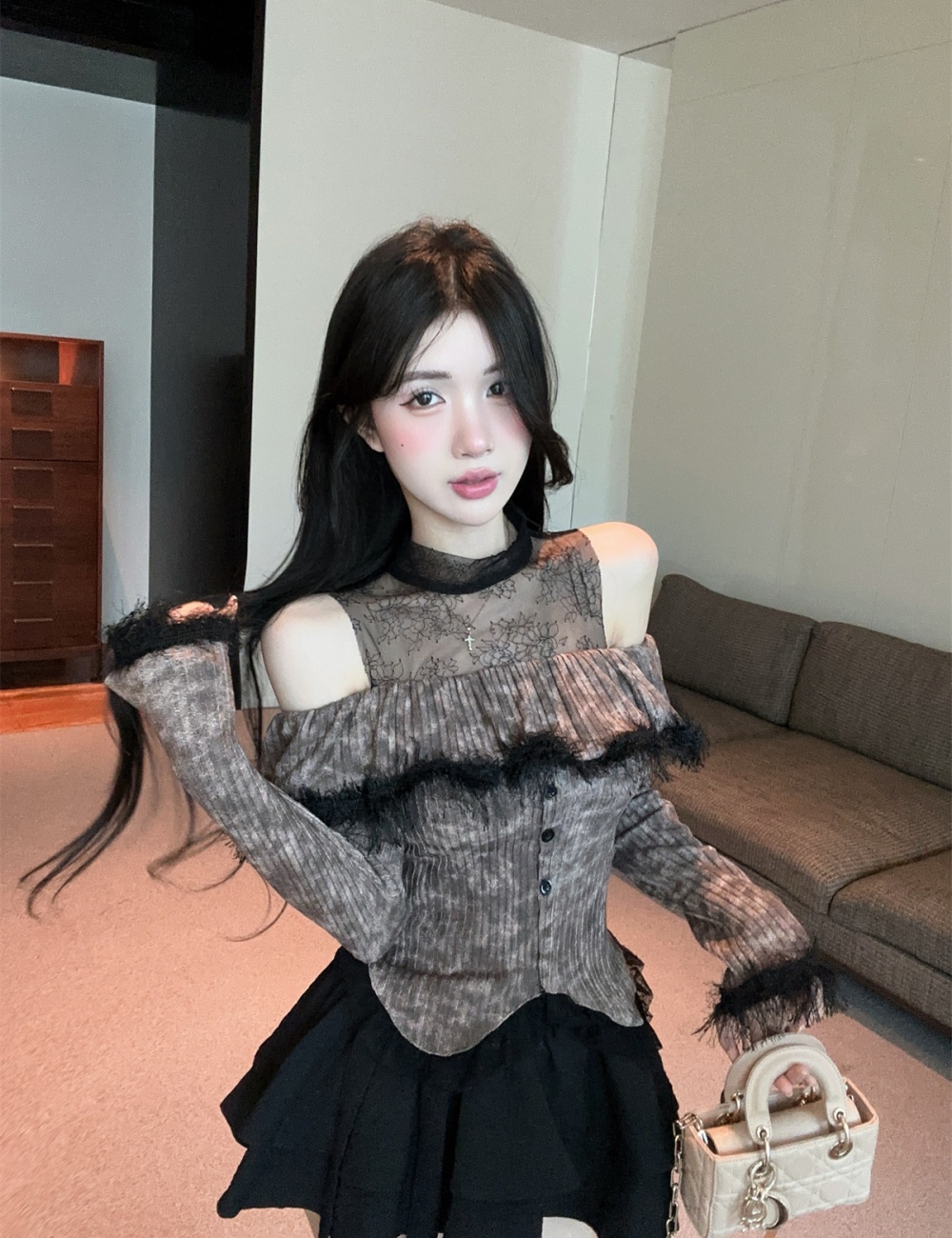 Tassels splice elmo enticement lace strapless tops