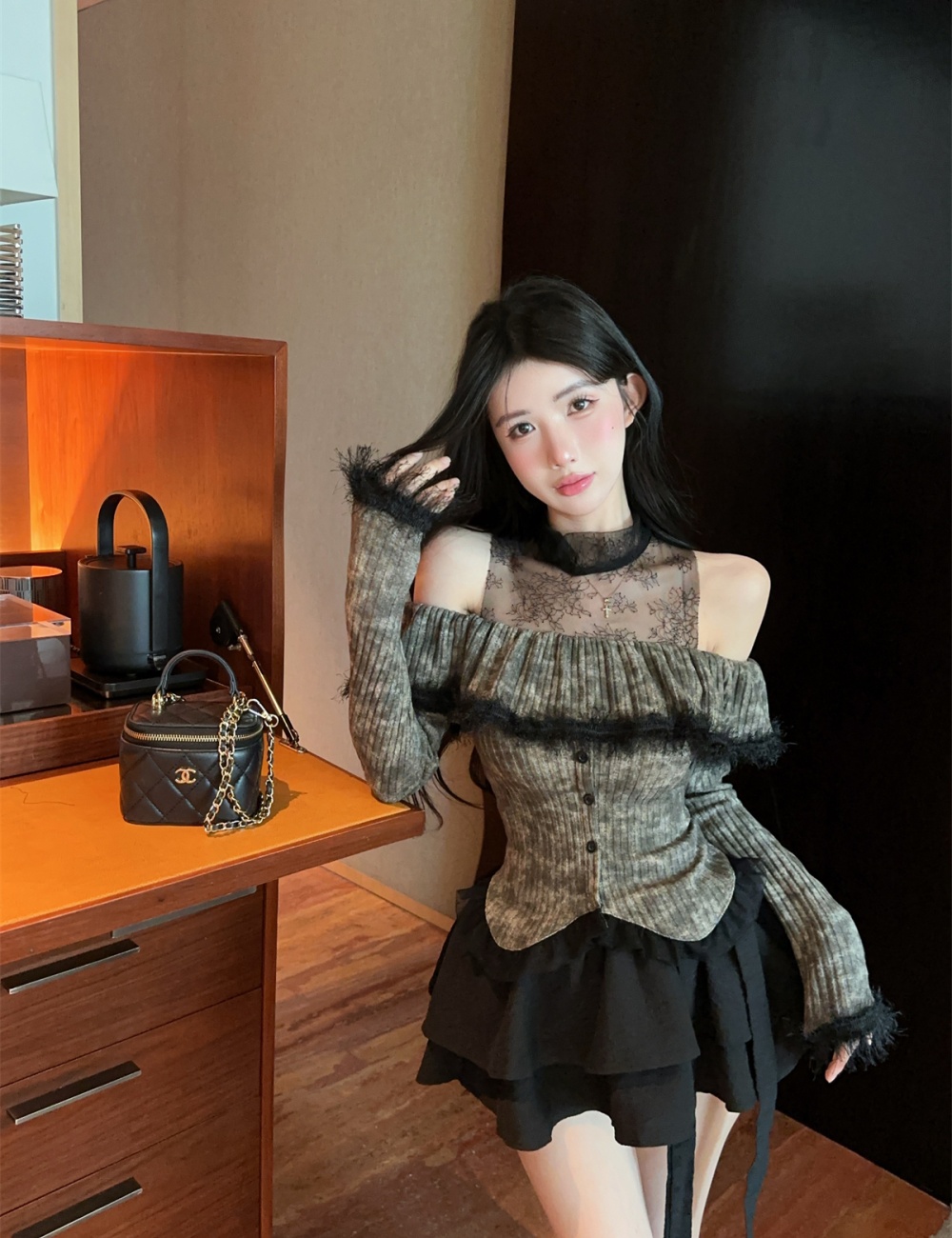 Tassels splice elmo enticement lace strapless tops