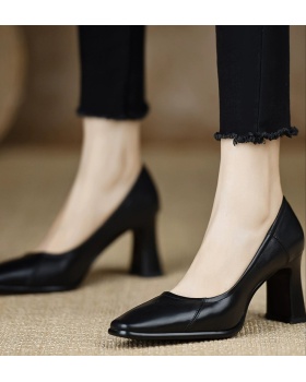 All-match profession shoes low thick high-heeled shoes