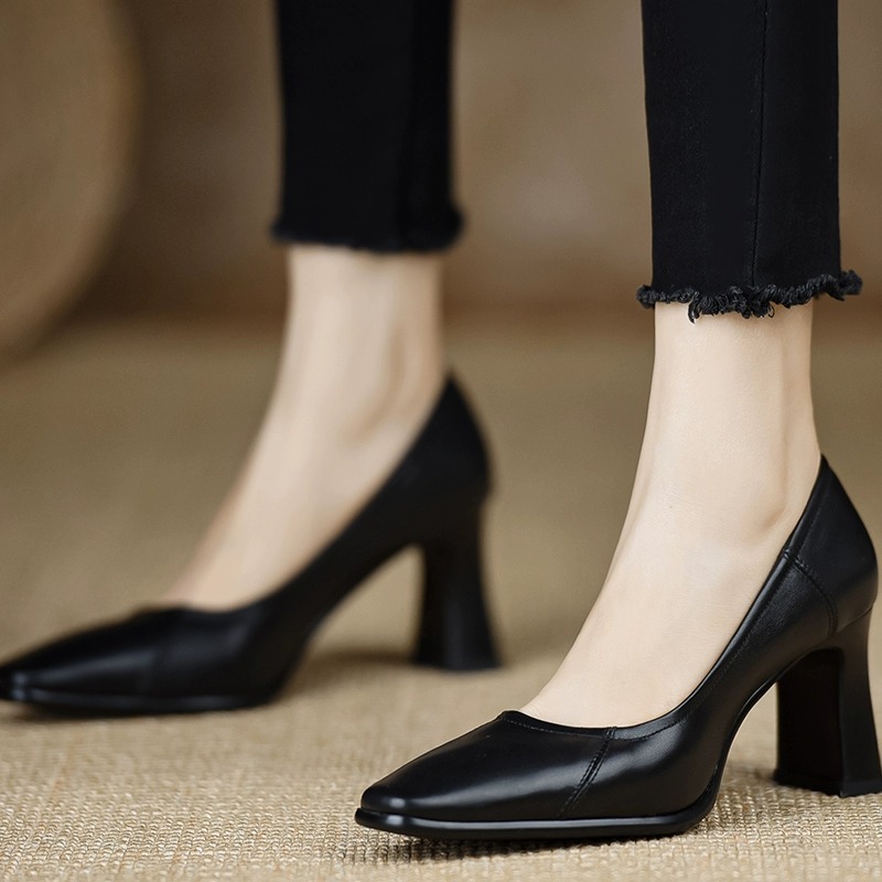 All-match profession shoes low thick high-heeled shoes