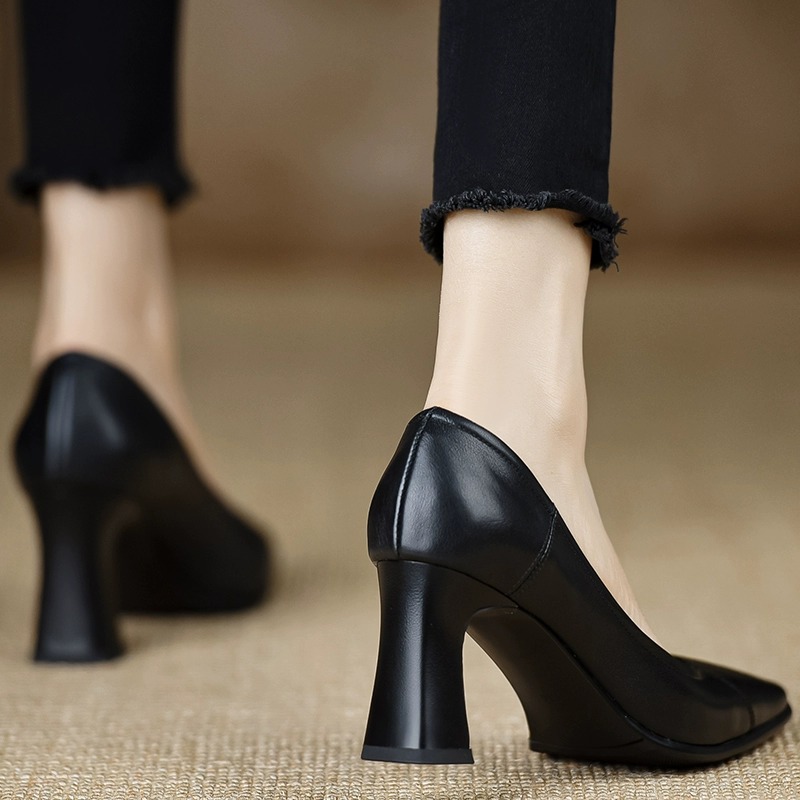 All-match profession shoes low thick high-heeled shoes