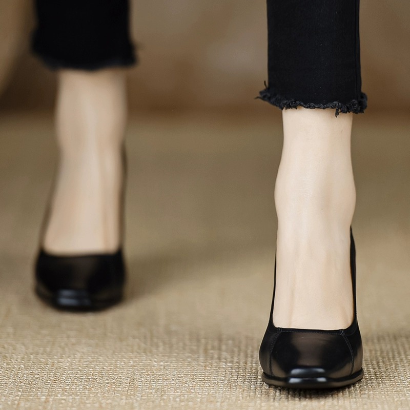 All-match profession shoes low thick high-heeled shoes