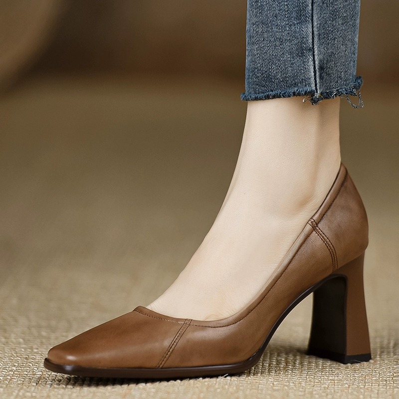 All-match profession shoes low thick high-heeled shoes