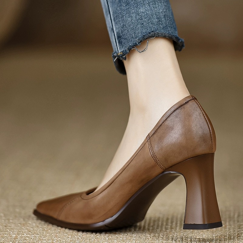 All-match profession shoes low thick high-heeled shoes