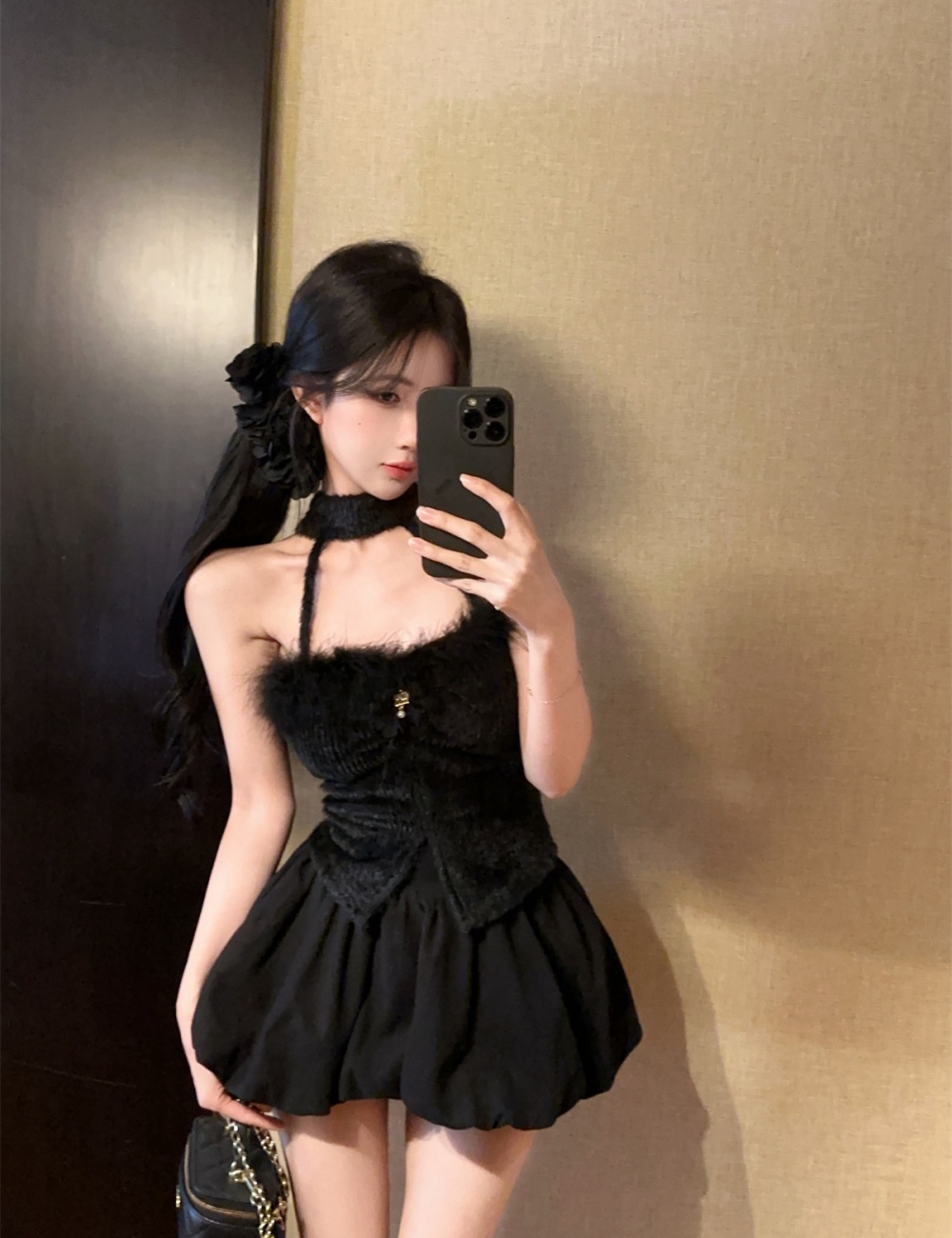 Plush sweet niche enticement wrapped chest halter slim tops