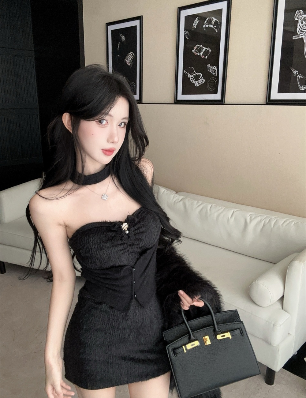 Fluffy outdoor sports enticement dress