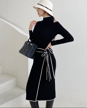 Slim knitted strapless dress Korean style long sweater