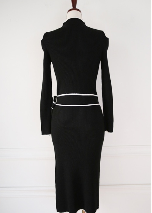 Slim knitted strapless dress Korean style long sweater