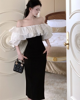 Flat shoulder France style formal dress liangsi dress