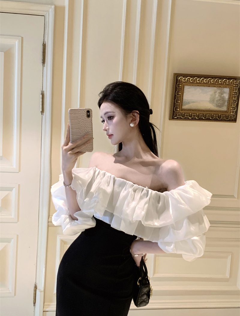 Flat shoulder France style formal dress liangsi dress